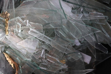 Glass fragments on the floor