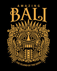 Traditional Balinese Mask Vector Graphic On Black,
Traditional Balinese Mask Graphic T-shirt