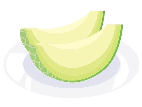 melon slices on plate, green and yellow clip art preview