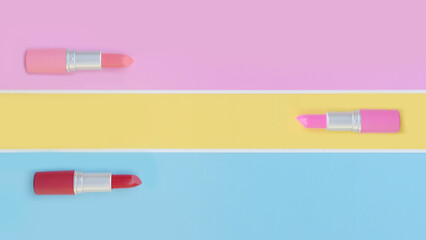 Set of color lipsticks for background