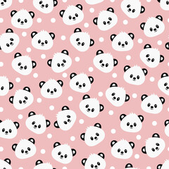Seamless pattern with cute panda. Vector illustration.	