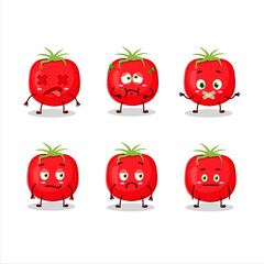Tomato cartoon in character with nope expression