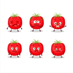 Fotobehang Tomato cartoon in character with nope expression © kongvector