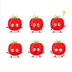 Fotobehang Cartoon character of tomato with what expression © kongvector