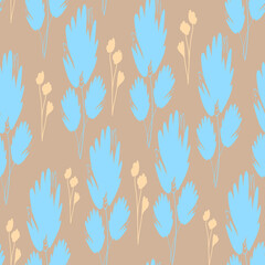 Seamless pattern with hand drawn vector flowers in pastel colors,modern ornament,illustration for wrapping paper,abstract botanical motif for decoration on light background,seasonal mood print