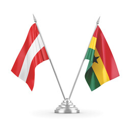 Ghana and Austria table flags isolated on white 3D rendering 