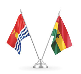 Ghana and Kiribati table flags isolated on white 3D rendering