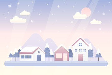 Obraz na płótnie Canvas Winter landscape of a small town.