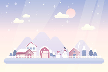 Obraz na płótnie Canvas Winter landscape of a small town.