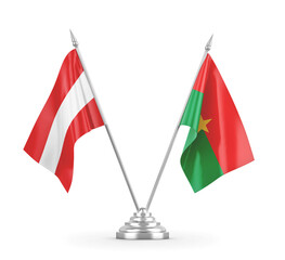 Burkina Faso and Austria table flags isolated on white 3D rendering 
