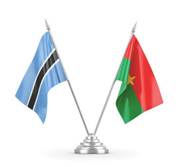 Burkina Faso and Botswana table flags isolated on white 3D rendering 