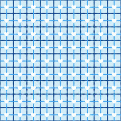 Fototapeta premium Vector seamless checked pattern of light and dark blue dots, white hearts on the light blue background. Geometric pattern for textile, fabrics, wallpaper, print, cover, backdrop, surface, banner