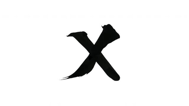 モーション筆文字「x(小文字)」アルファ付き素材 alphabet   「x(Lowercase)」筆文字で描かれていくようにプロの書道家が書いた文字をモーションさせた素材ですIt is a brush Chinese characters(Kanji) written by a professional Japanese calligrapher.