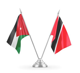 Trinidad and Tobago and Jordan table flags isolated on white 3D rendering