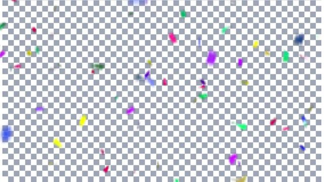 Colorful 3D animation of confetti falling on Alpha Screen Background 4K. Celebrate the holidays. Easy to put it into your scene or video. confetti celebration, birthday party, anniversary party.