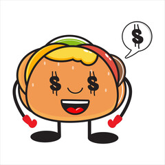 hamburger mascot with dollar currency on white background vector design eps 10