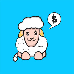 Sheep mascot design with dollar currency