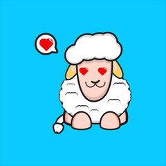 sheep mascot design with love eyes