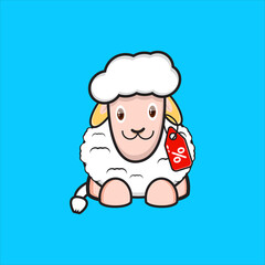 sheep mascot design with sale sign
