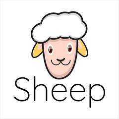 simple mascot sheep's head on white background vector