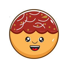 the cute mascot of takoyaki on white background vector eps 10