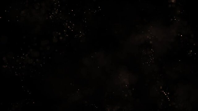 Particle gold dust flickering on black background. Gold Dust Waves. Gold Particles Moving Background. Particle from below. 4k abstract Footage background for text.