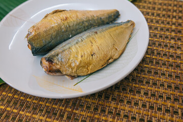smoked mackerel, Fresh mackerel from Mae Klong, Thailand, Thai food, Rastrelliger brachysoma.