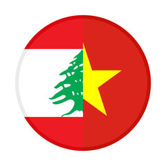 round icon with lebanon and vietnam flags	
