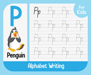 Alphabet tracing worksheet with letter and vocabulary