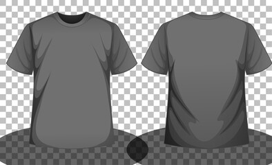 Grey or black short sleeve t-shirt front and back side