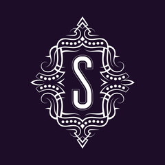 Elegant monogram design with letter S. Business emblem, glamour badge, vintage initial label template.