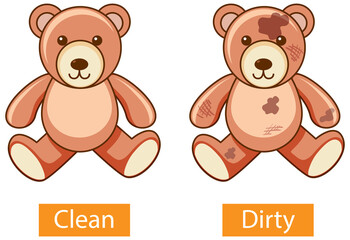 Opposite adjectives words with clean and dirty
