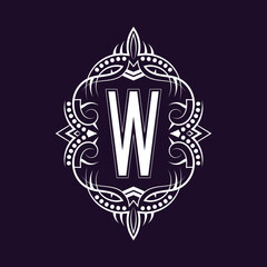 Elegant monogram design with letter W. Business emblem, glamour badge, vintage initial label template.