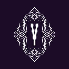 Elegant monogram design with letter Y. Business emblem, glamour badge, vintage initial label template.
