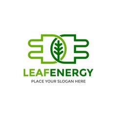 Green energy vector logo template. This design use plug and electric symbol. Suitable for environment.