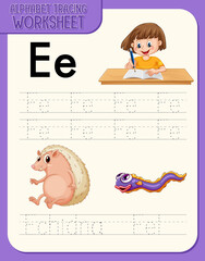 Obraz premium Alphabet tracing worksheet with letter and vocabulary