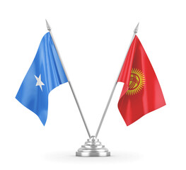 Kyrgyzstan and Somalia table flags isolated on white 3D rendering