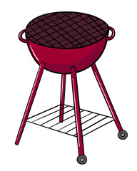 Red bbq Grill Brazier Doodle