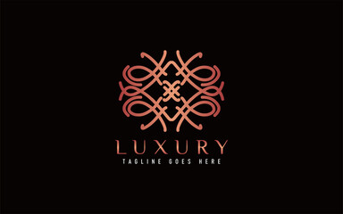 Luxury Logo Design. Elegant Symbol with Geometric Modern Lines Combination. Usable For Business, Community, Foundation, Services, Company. Vector Logo Design Illustration.