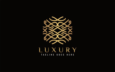 Fototapeta premium Luxury Logo Design. Elegant Symbol with Geometric Modern Lines Combination. Usable For Business, Community, Foundation, Services, Company. Vector Logo Design Illustration.