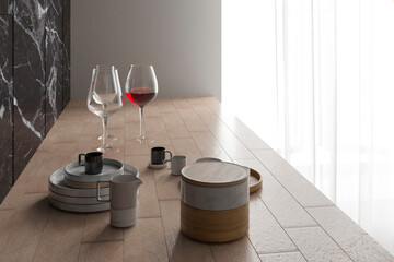 bottle on kitchen table