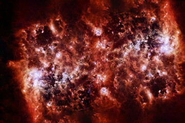 A bright, red galaxy. Elements of this image were furnished by NASA.