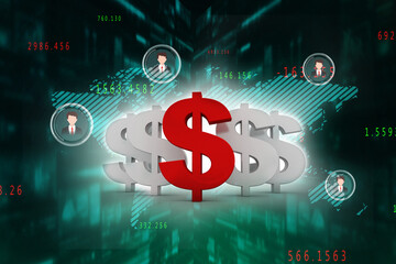 3d rendering usd Dollar symbol 