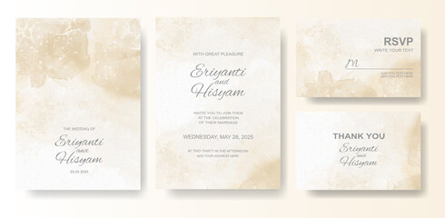Fototapeta na wymiar Watercolor wedding invitation card