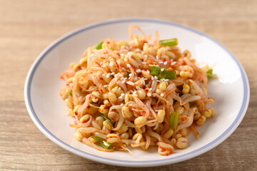 Korean spicy mung bean sprouts salad (Kongnamul Muchim), Korean Food Side Dish