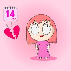 cute girls, think valentin day, heartbroken