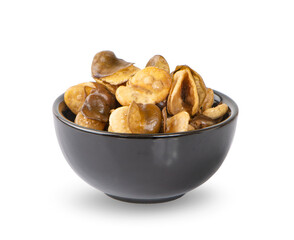 Broad bean, English Bean, European Bean, Field Bean. Fry (Vicia faba L.). on white background