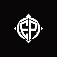 EP Logo monogram isolated circle rounded with compass shape