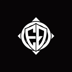 EQ Logo monogram isolated circle rounded with compass shape
