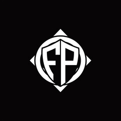 FP Logo monogram isolated circle rounded with compass shape